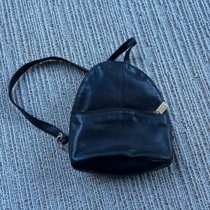 Black Leather vintage 90s Mini Backpack